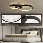 Modern 3-Ring LED Ceiling Light with Adjustable Brightness, 40W Power, Black