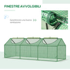 Outsunny Mini Garden Greenhouse with 3 Roll-Up Windows and Anti-UV PE Cover, 180x60x60cm, Green