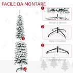 2-Section Snow-Covered Christmas Tree with 395 Metal and Plastic Branches, 46x46x180cm, Green