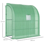 Outsunny Wall-Mounted Greenhouse with 2 Shelves for Plants and Flowers in Steel and PE, 200x100x215 cm, Green