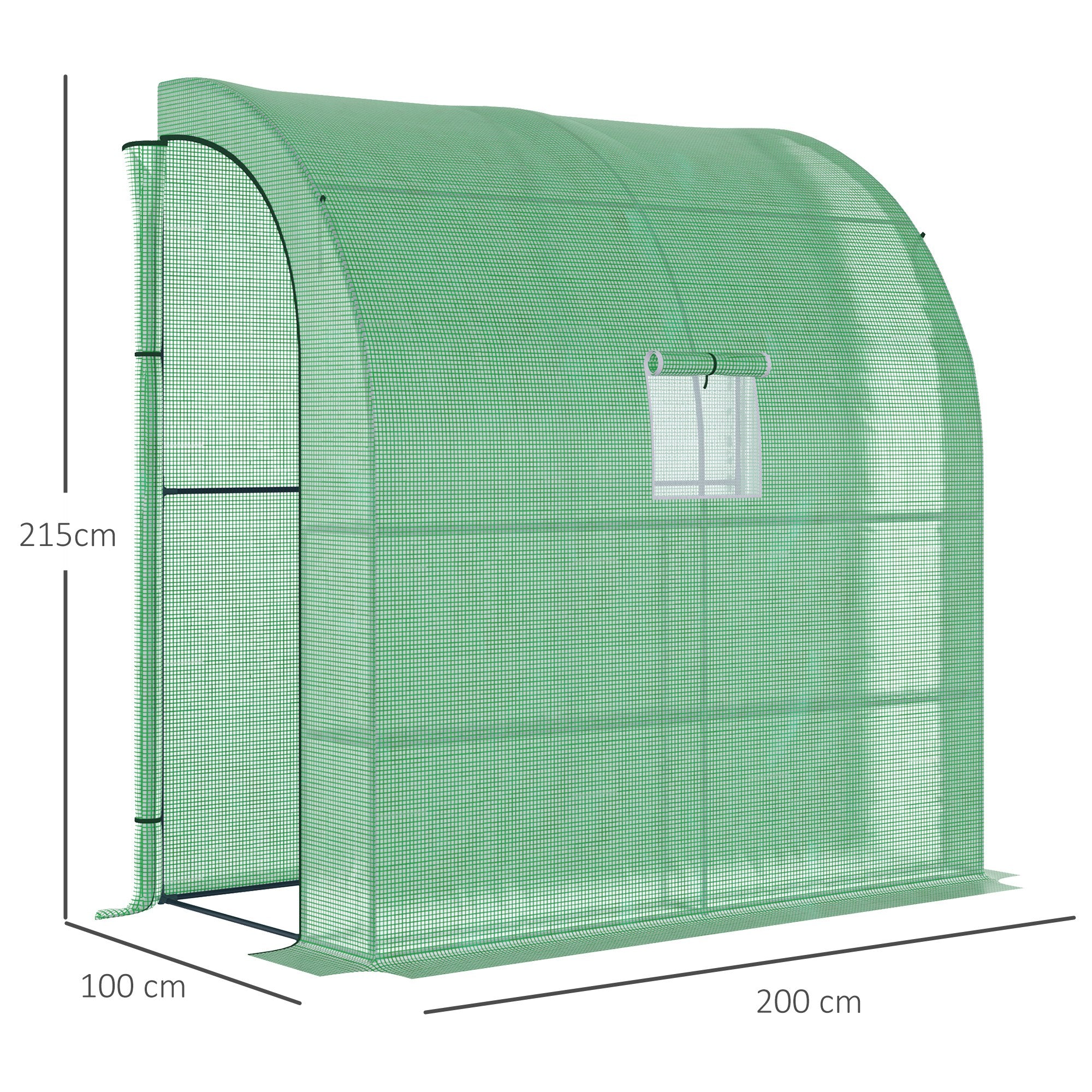 Outsunny Wall-Mounted Greenhouse with 2 Shelves for Plants and Flowers in Steel and PE, 200x100x215 cm, Green
