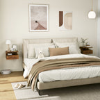 Set of 2 Floating Nightstands for Bedroom with Drawer and Wooden Shelf 35x32x22.5cm, Brown