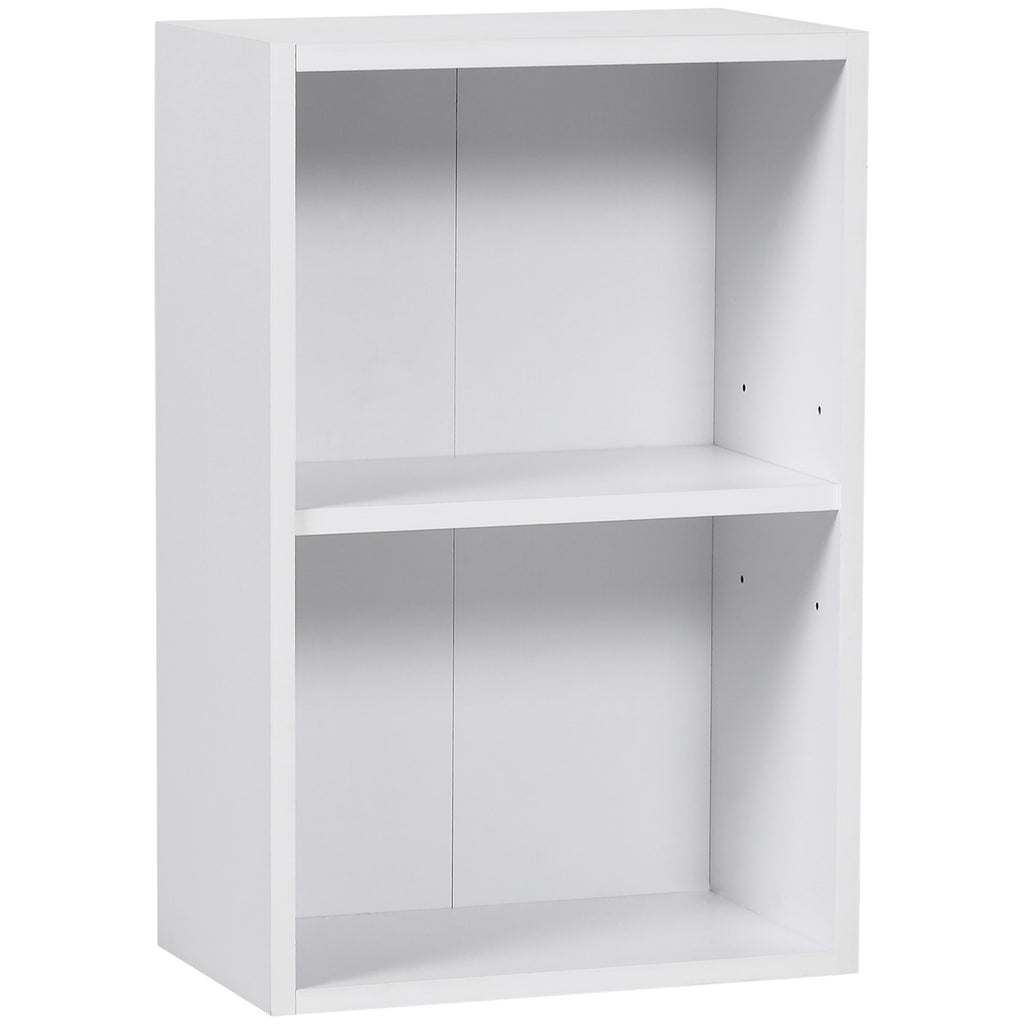 Low Wooden Bookcase, Multipurpose Cabinet Modern Design White with Adjustable Shelf 40x24x61cm