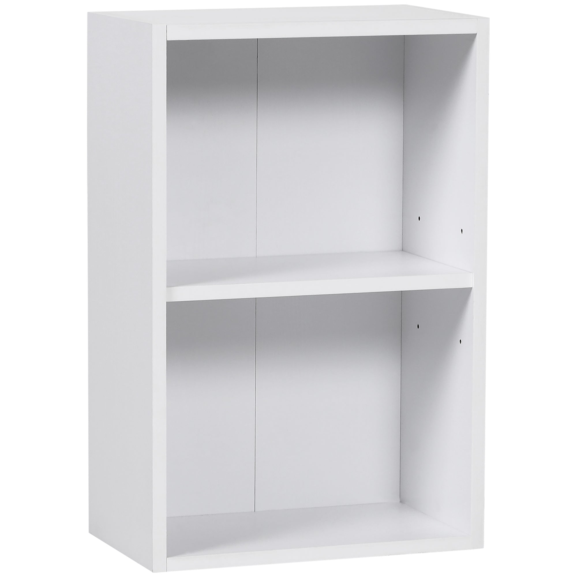 Low Wooden Bookcase, Multipurpose Cabinet Modern Design White with Adjustable Shelf 40x24x61cm