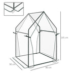 Outsunny Mini Garden Greenhouse with 2 Roll-Up Doors and PE Cover 90x90x145cm, Transparent - Borgè