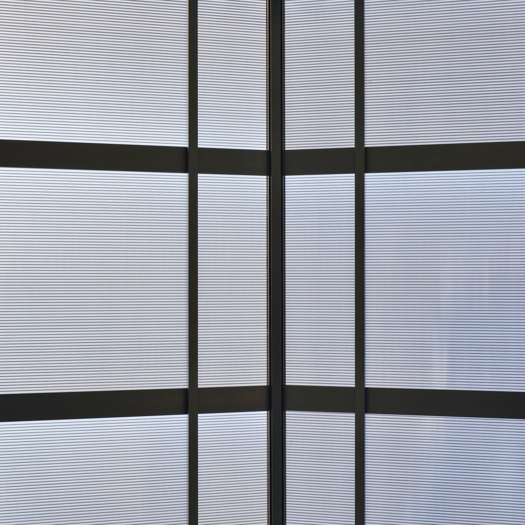 Garden Gazebo for Barbecue BBQ with PC Roof and Side Shelves, 246x149x230cm, Black