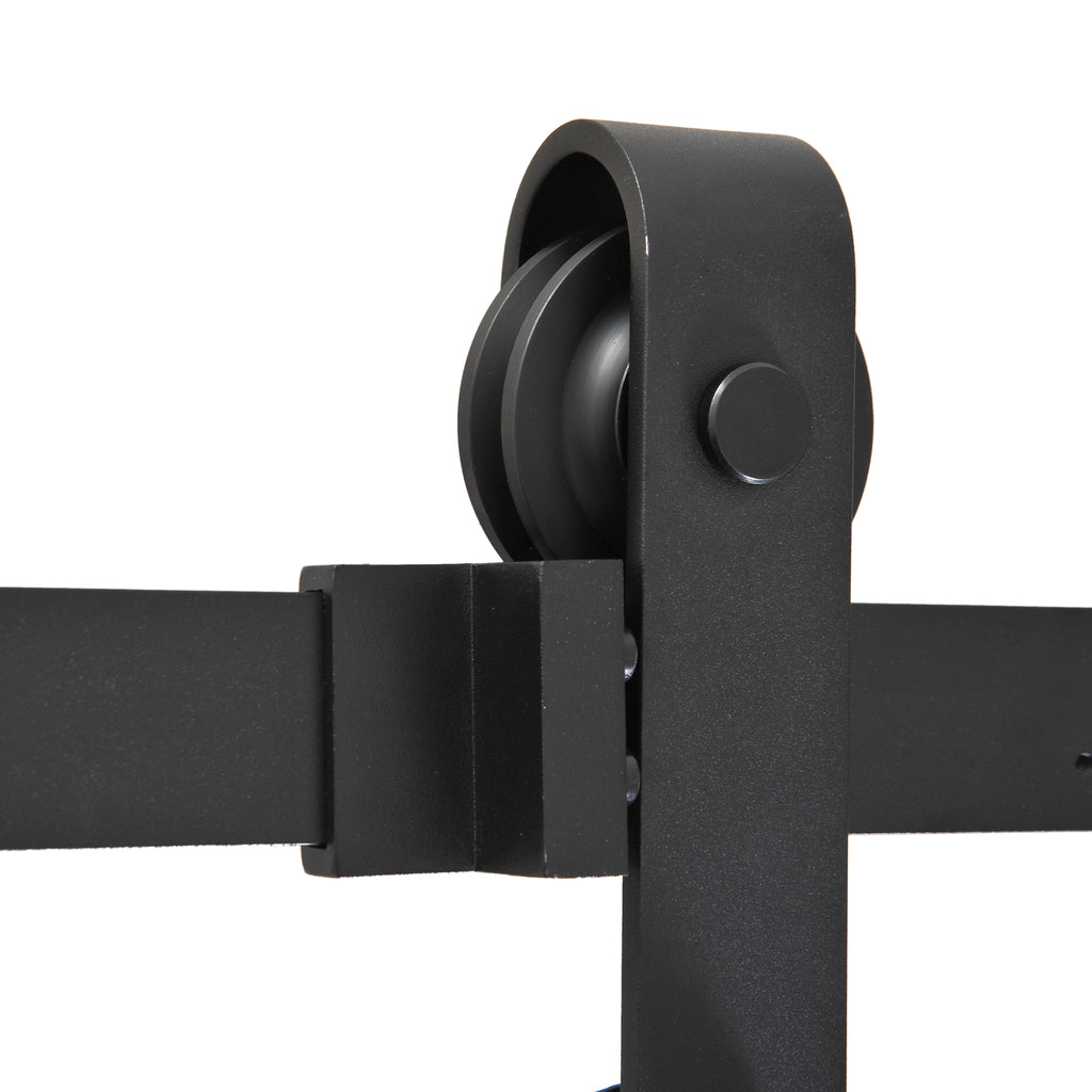 200cm Sliding Door Track Accessory Kit with Track and Rollers, Rustic Style, 90kg Load Capacity, Black Carbon Steel