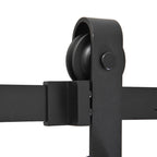 200cm Sliding Door Track Accessory Kit with Track and Rollers, Rustic Style, 90kg Load Capacity, Black Carbon Steel