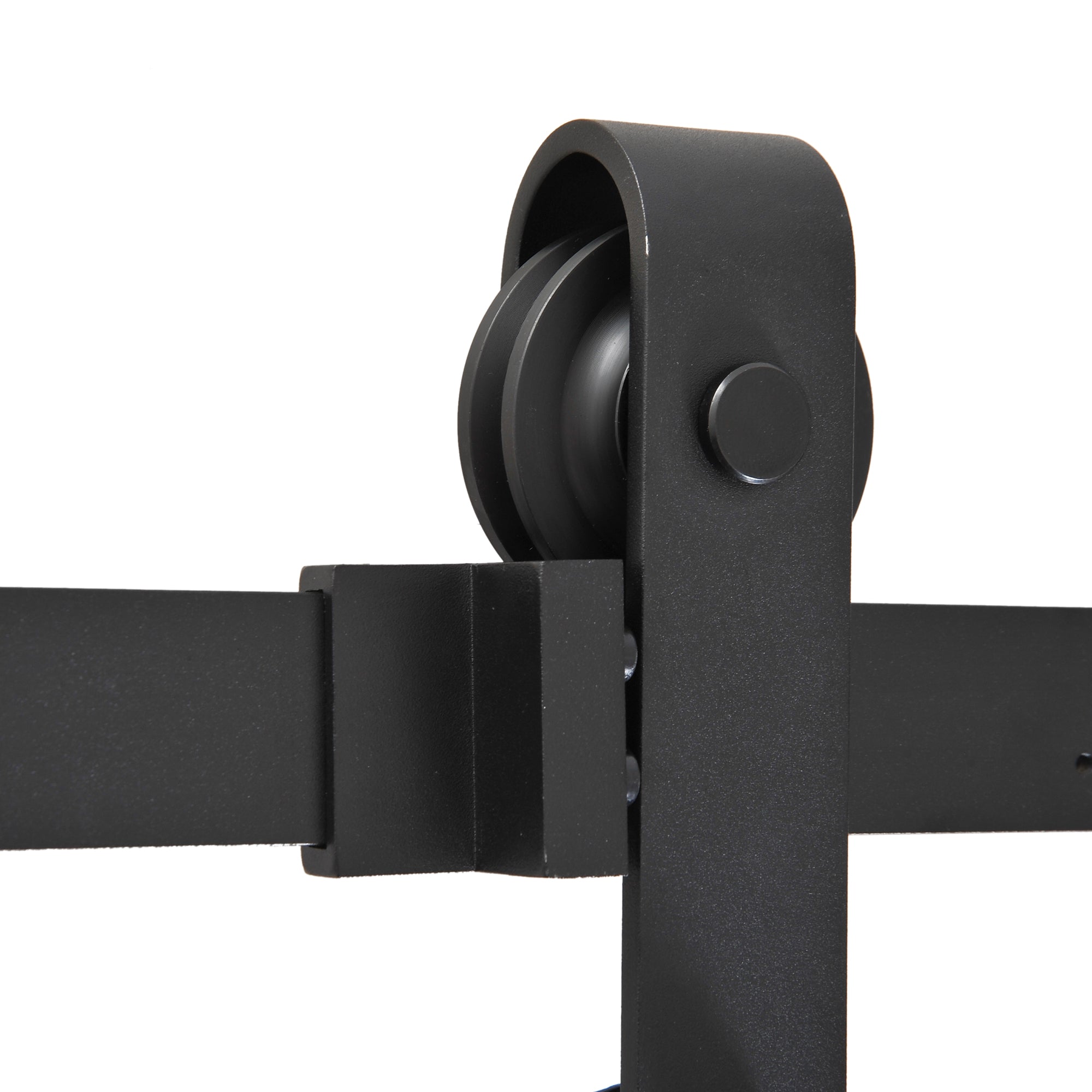 200cm Sliding Door Track Accessory Kit with Track and Rollers, Rustic Style, 90kg Load Capacity, Black Carbon Steel