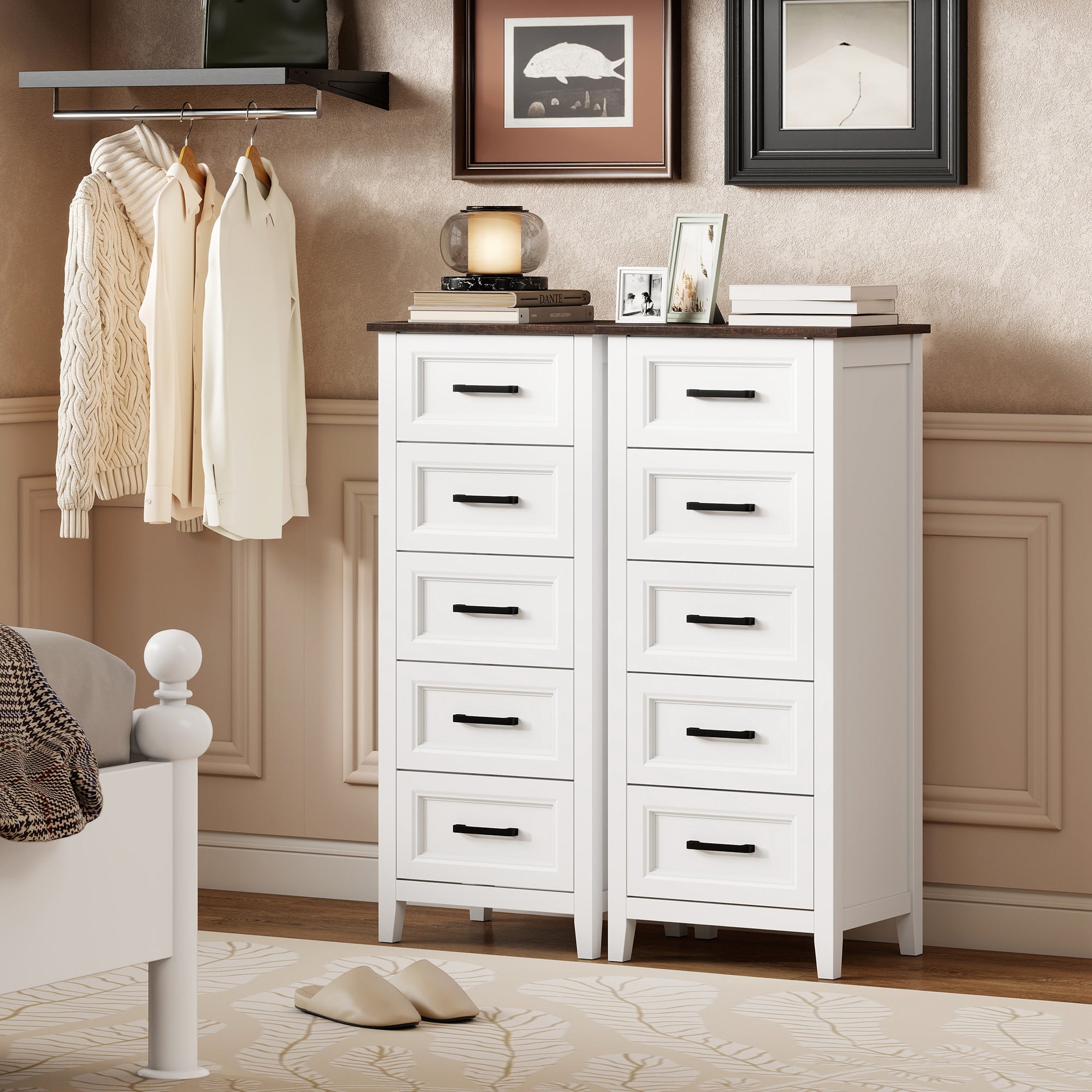 HOMCOM Chest of Drawers with 5 Drawers, Tall Unit for Bedroom and Living Room