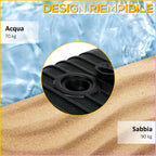Garden Umbrella Base Fillable with Water and Sand 70-90 kg, Wheels and Handle in HDPE, 80x60 cm, Black