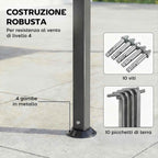 Outsunny Garden Gazebo with Extendable Roof and Drainage Holes, Metal and Polyester, 3.2x3.2 m, Dark Grey