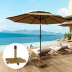 Outsunny Wheeled Umbrella Base with Brakes for Ø36/38/48 mm Poles, in Metal with Cement, Wood Effect