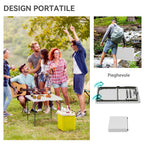 Folding Camping Table with 2 Adjustable Heights in HDPE and Metal, 86x86x74 cm, White