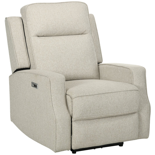 Electric Relax Chair, 150° Modern Reclining Chair with USB for Living Room Bedroom, Beige, 84x92x104cm