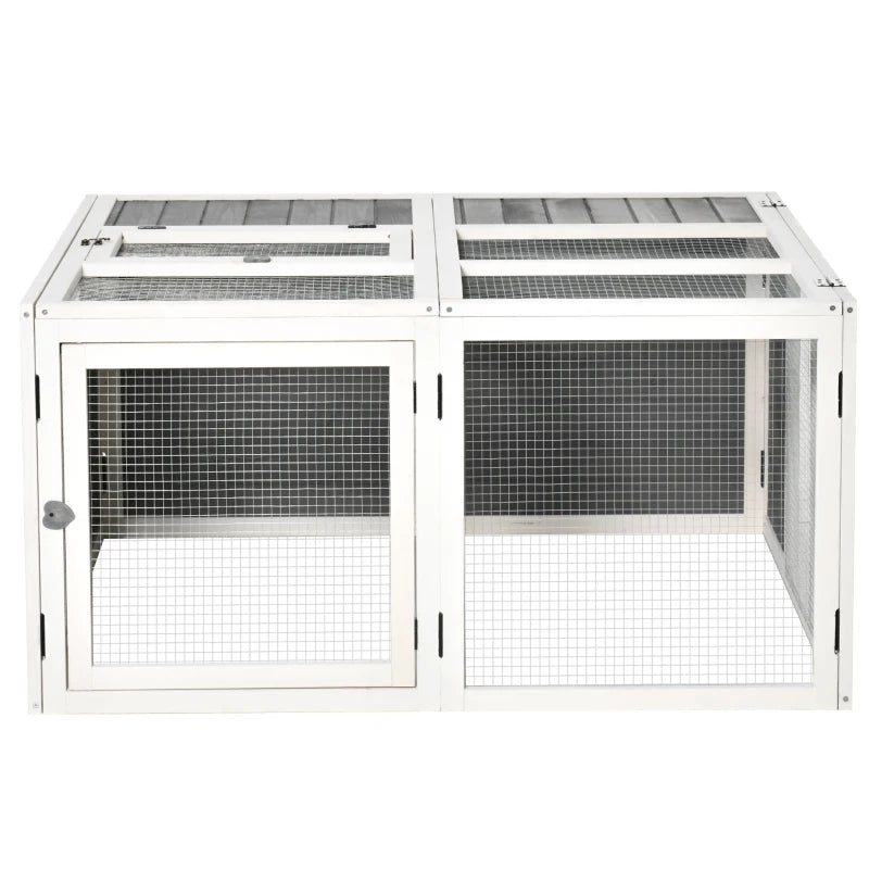 Outdoor and Indoor Rabbit Hutch with Opening Roof, Cage for 2-4 Rabbits in Wood and Metal, Grey 120x120x60cm - Borge' Group Limited
