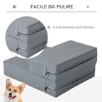 2-in-1 Dog Stairs, PU and Foam Mat, 45 x 39 x 20 cm, Grey
