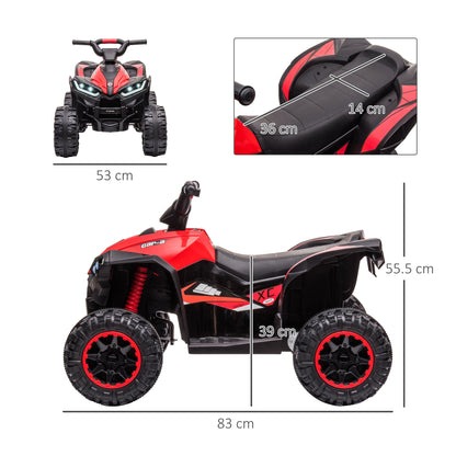 Electric Quad for Children 12V, 2 Speeds, Wide Wheels with Suspension and LED Headlights, Age 3-5 Years, Red