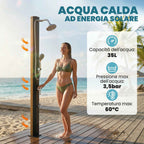 Outsunny 35L Solar Shower, Frost Protection, 2 Shower Heads, Foot Tap