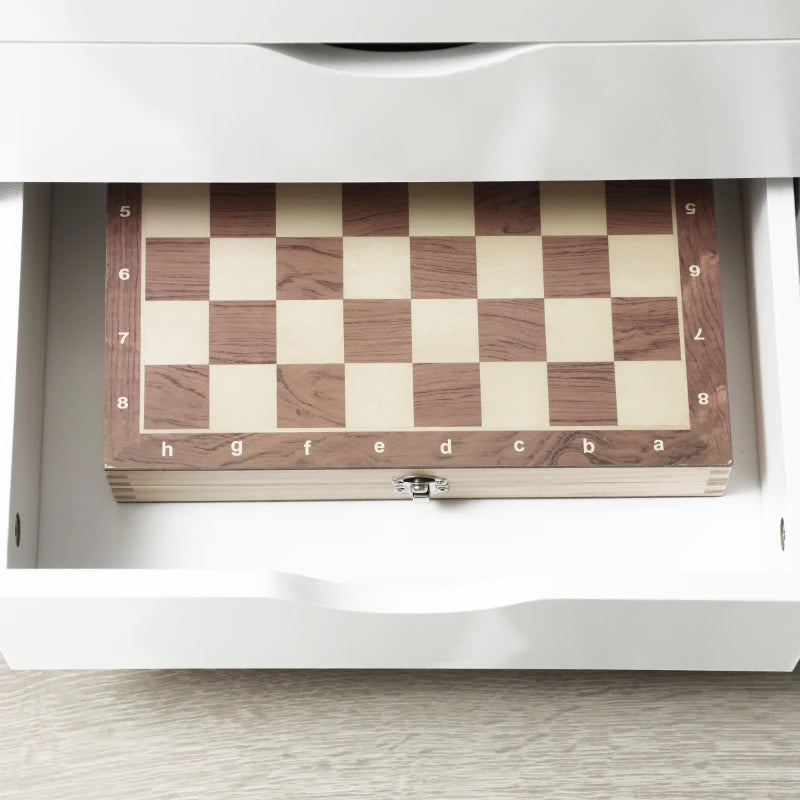 Office Drawer Unit with 4 Wheels 4 Shelves 3 Drawers, MDF Wood Document Cabinet, 38x40x86.8 cm, White