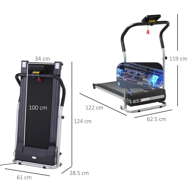 Electric Folding Treadmill with LCD Screen and 2 Wheels for Home or Office Training, 500W Motor, 10km/h Speed