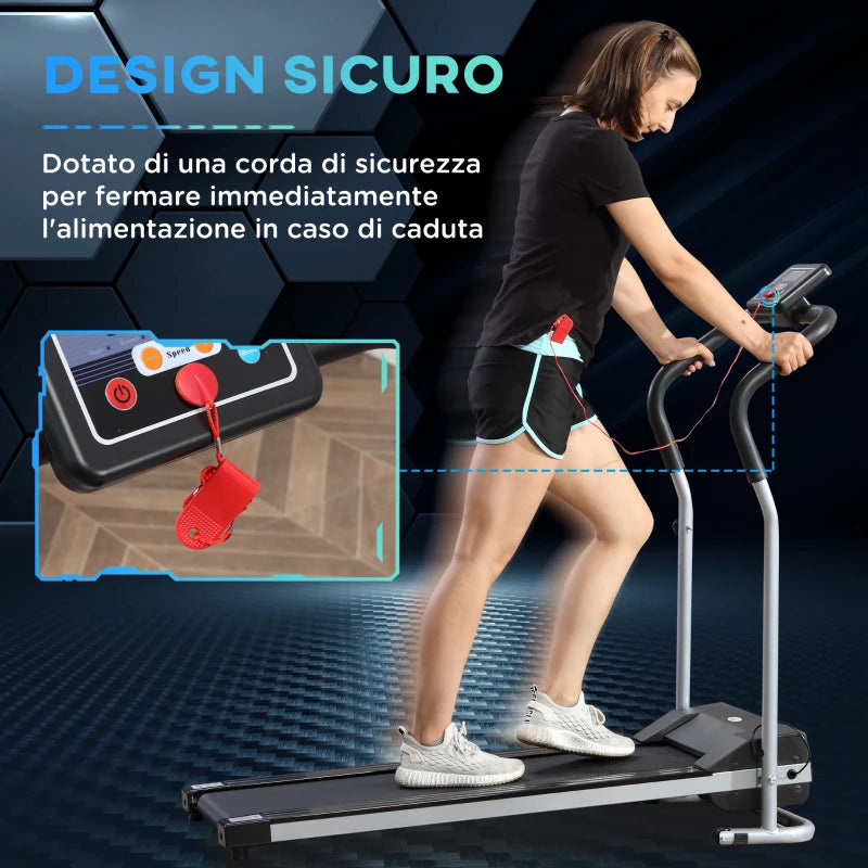 Electric Folding Treadmill with LCD Screen and 2 Wheels for Home or Office Training, 500W Motor, 10km/h Speed