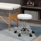 White Beauty | Tattoo Round Swivel Stool with Wheels, Adjustable Height and Eco Leather Cover, Black