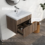 60cm Vanity Unit with Wooden Drawer and Ceramic Sink, Light Brown