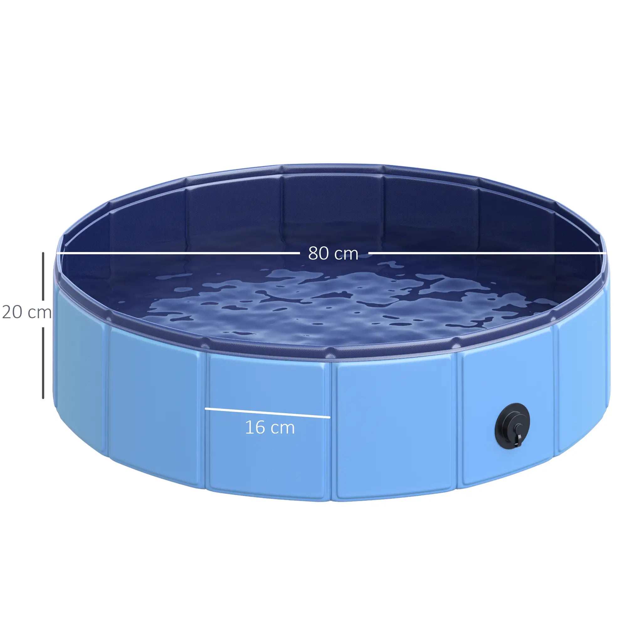 Foldable Plastic Dog Pool with Stable Edge for Pets, Ø80 x 20 cm, Blue