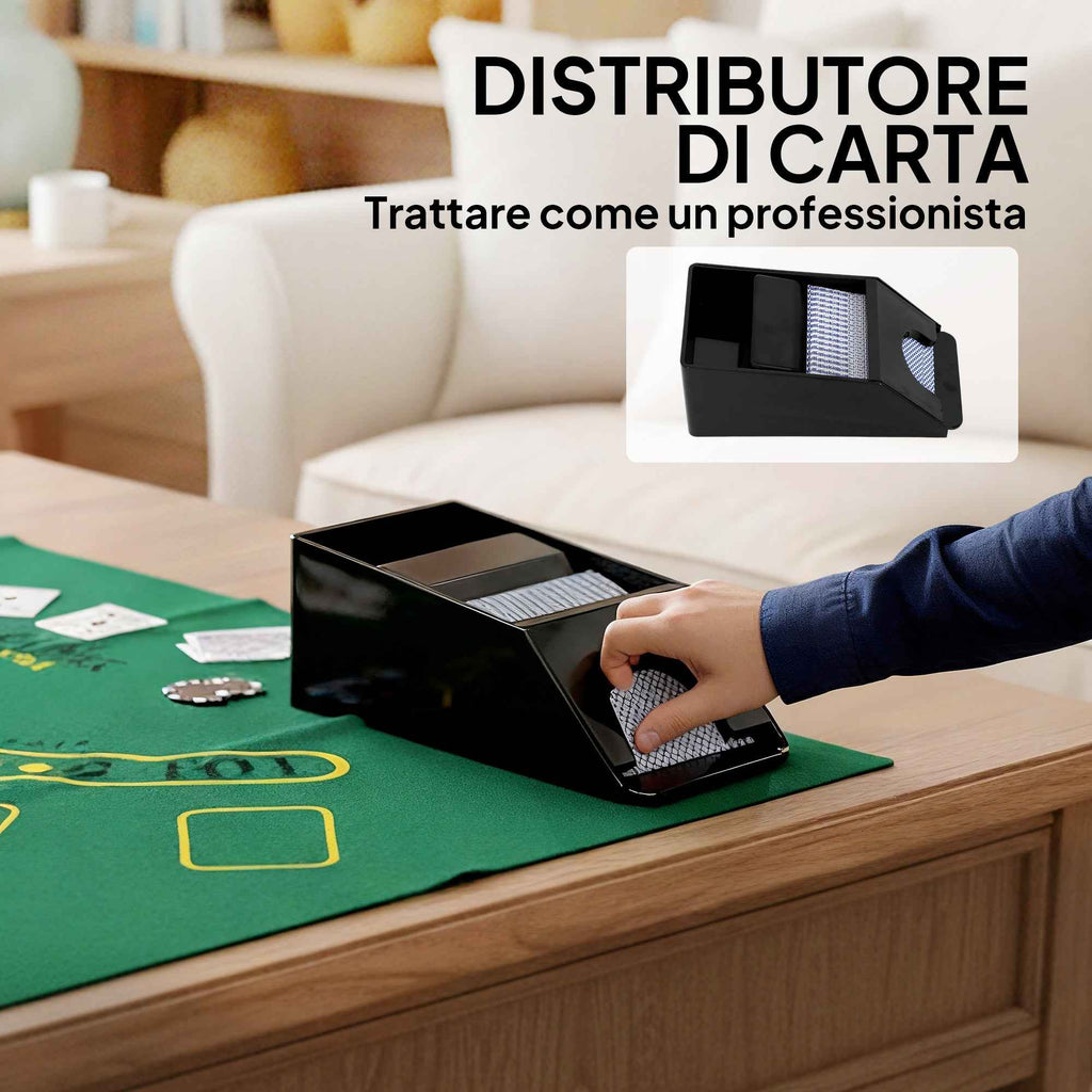 SPORTNOW Poker Set with 300 Chips, Card Shuffler and Dealer, Mat, 5 Dice, Dealer Button and Case