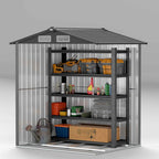 Outsunny Steel Garden Shed with Sloped Roof and 4 Air Vents, 152x132x188 cm, Grey