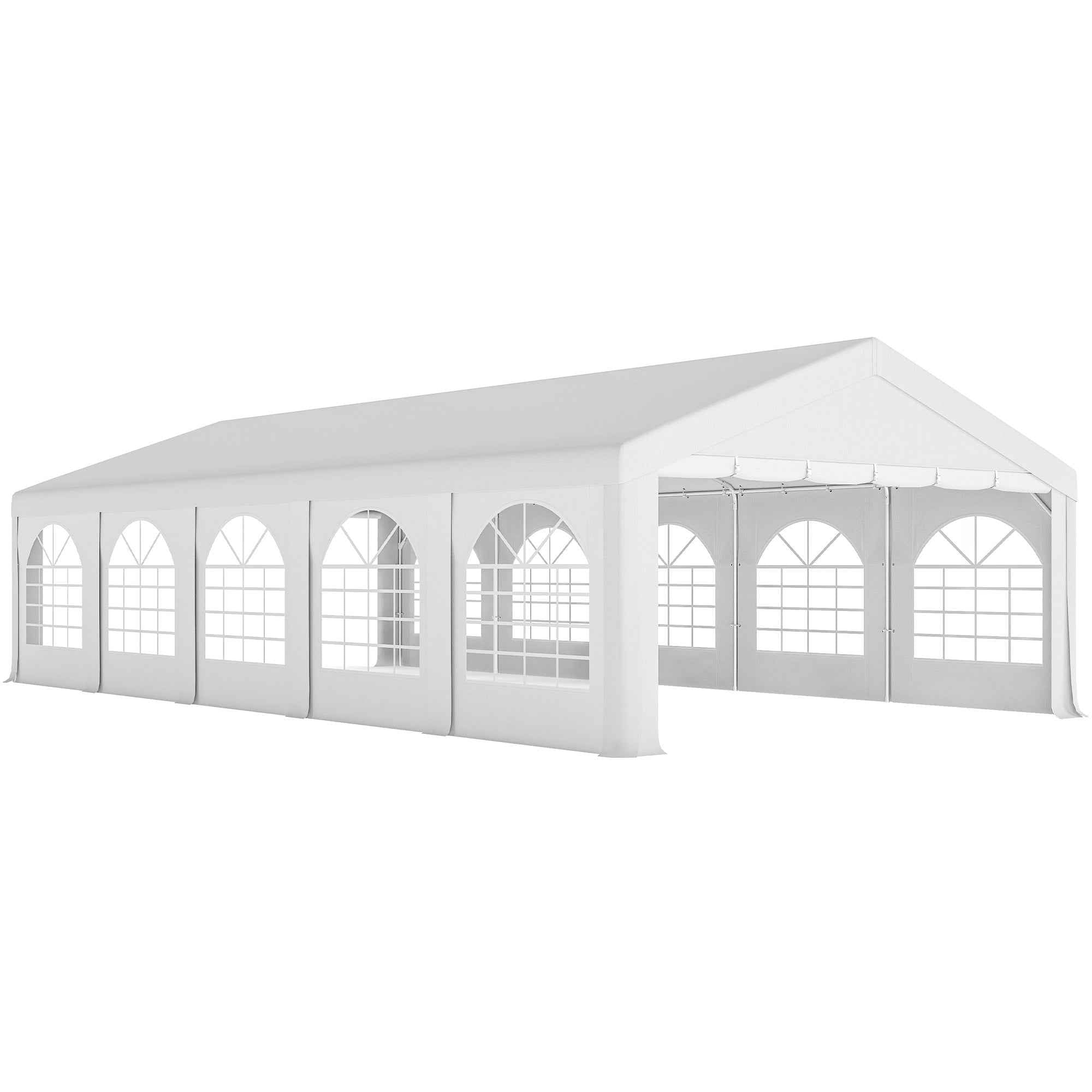 Outsunny 10x5 m Garden Tent with 10 Removable Side Walls, in PE and Galvanized Metal, White