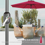 Outsunny 3x2.5 m Tilting Garden Umbrella with Removable Pole, in Metal and Polyester, Dark Red