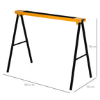 HOMCOM Set of 2 Folding Sawhorses Non-Slip Wood Log Stand Orange