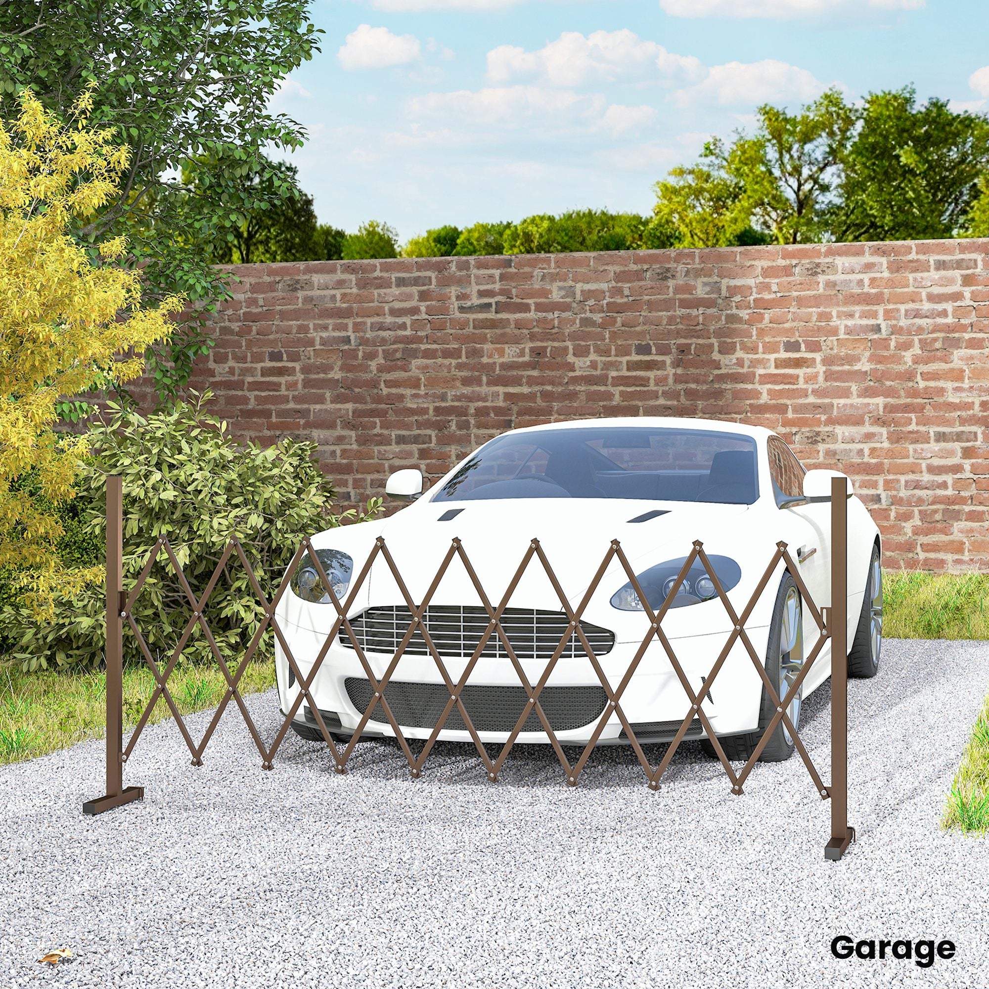 Outsunny Adjustable Width Garden Fence, Metal and Aluminum, 250x31x103.5 cm, Brown