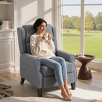 HOMCOM 132° Max Reclining Chair in Linen Effect Fabric with Footrest, 74x84x102 cm, Grey