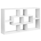 HOMCOM Wall Mounted Bookcase with 8 Compartments in 3 Different Sizes, Wall Shelf with Anti-Tip Design, White Chipboard Panels, 85x14.5x47.5cm, Capacity: 20kg