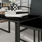Outsunny garden set with 2 chairs, sofa and 2 tables with cushions and glass top, black - Borgè