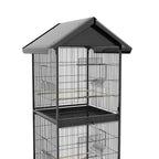 PawHut Wheeled Bird Aviary with Removable Plastic Trays and Perches, Metal, 71.8 x 71.8 x 170.2 cm, Black