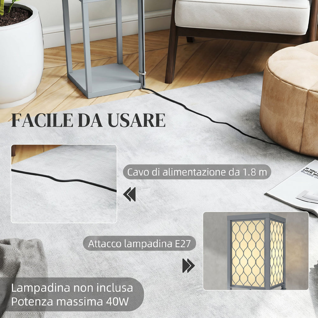 HOMCOM Space-Saving Floor Lamp with 3 Shelves, E27 Socket, for Living Room, Lounge and Office, Light Grey