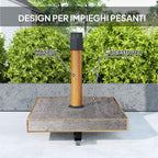 Outsunny Wheeled Umbrella Base with Brakes for Ø36/38/48 mm Poles, in Metal with Cement, Wood Effect