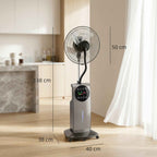 Misting Fan with 3.1L Tank, 3 Modes and 3 Speeds, Wheels, 70° Oscillation, 10° Tilt, 12h Timer, 90W