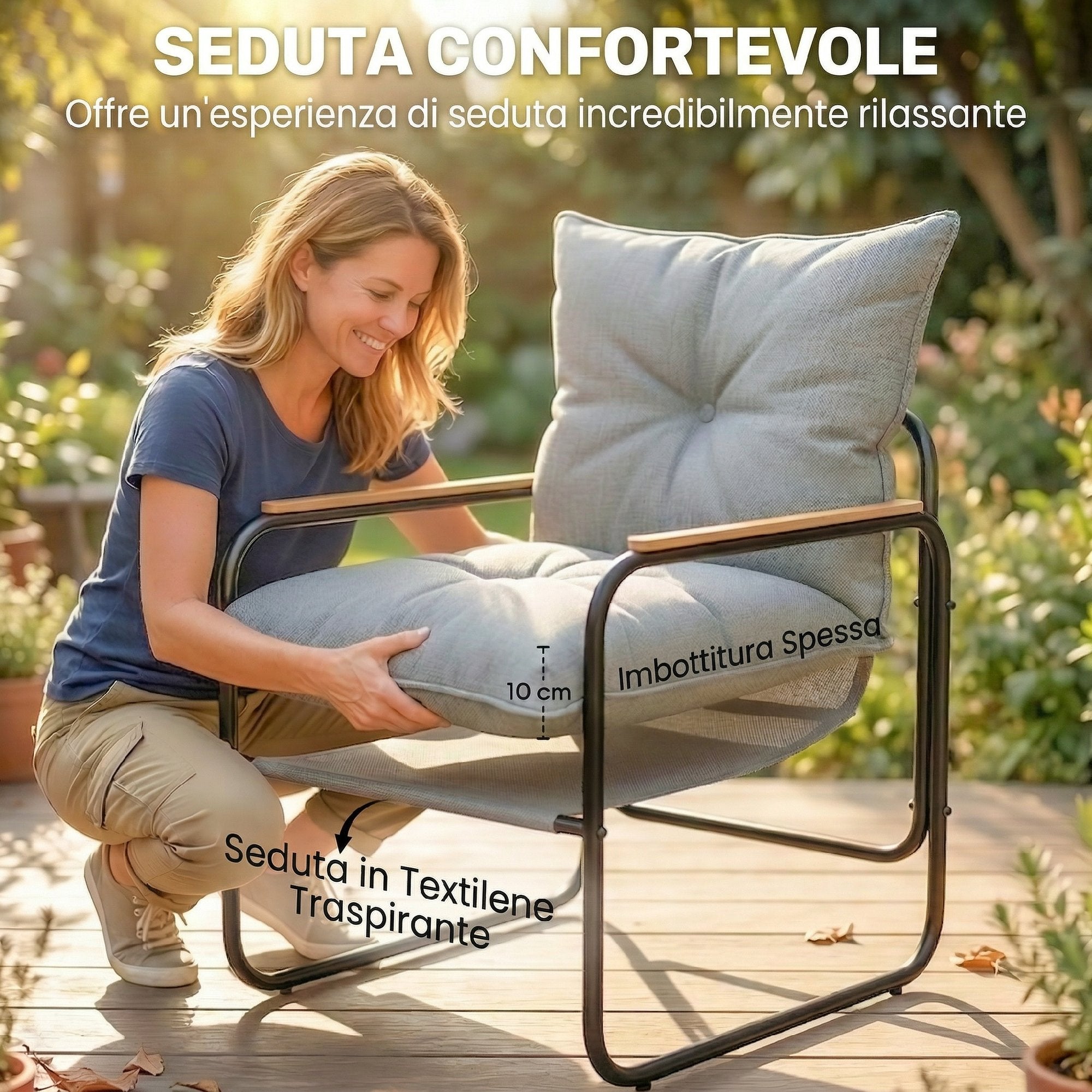 Outsunny 3-Piece Bistro Set, Outdoor Metal Furniture with Cushions, Dark Grey