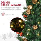 Christmas Decorations, 4-Piece Set with 2 Christmas Trees Φ40x90 cm, Christmas Garland and Christmas Wreath