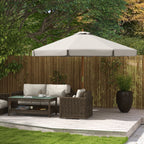 Garden Umbrella with Double Canopy, in Bamboo and Polyester, Ø325x250 cm, Gray