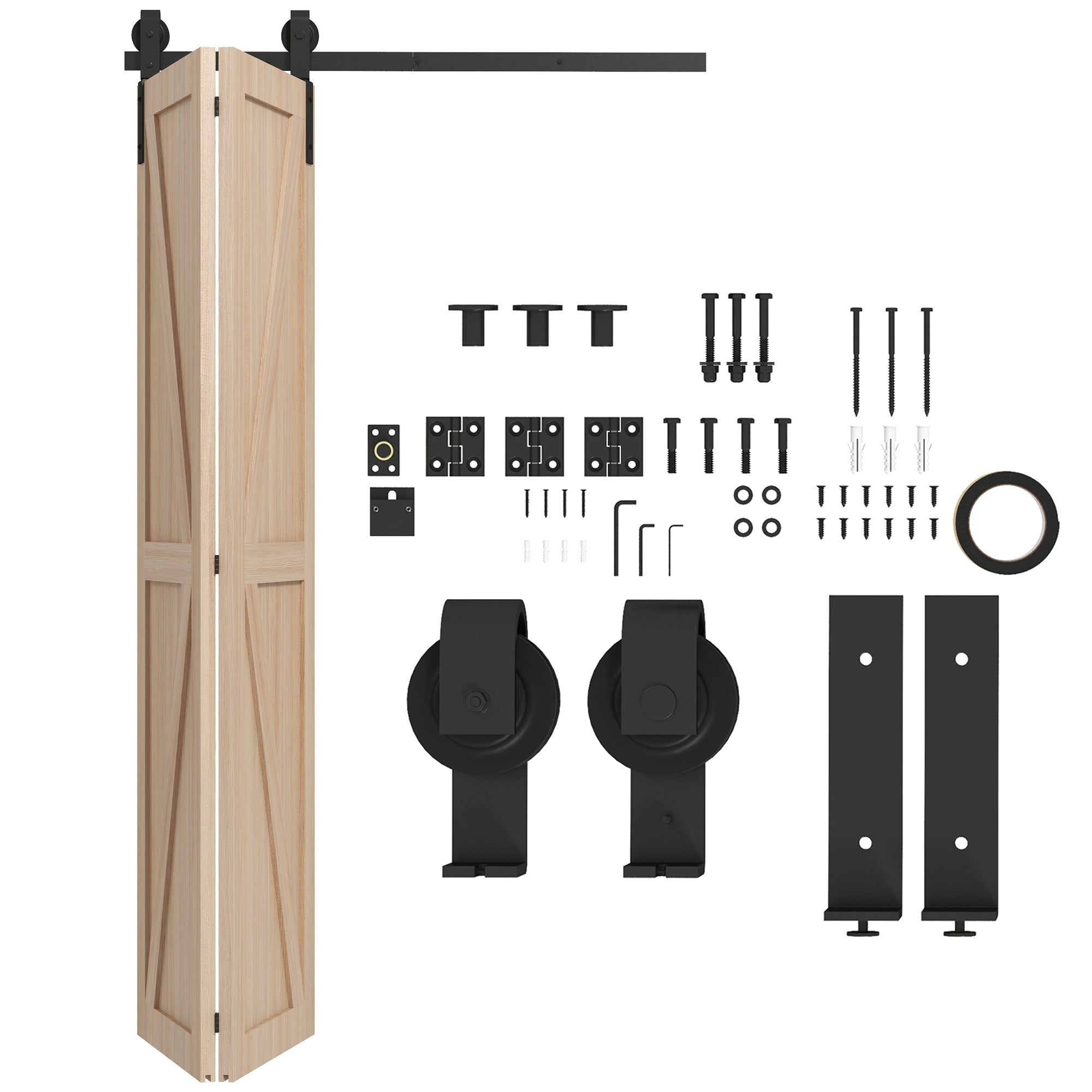 Black Carbon Steel Folding Sliding Door Kit 122x0.5x4cm