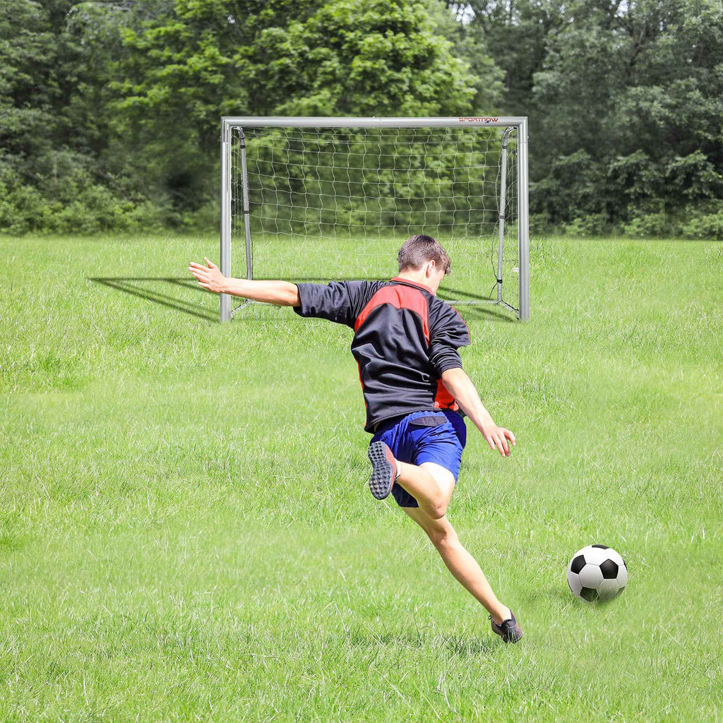 SPORTNOW Grey Football Goal 180x120x60 cm with Screws and Pegs Included, in PE and Metal