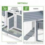 PawHut Wooden Chicken Coop, 151.5x54x87cm, Dark Grey
