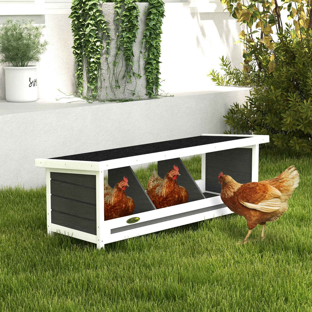 PawHut 3-Panel Chicken Coop with Raised Base and Roof, Wood and Bitumen, 95x37x34 cm, Grey