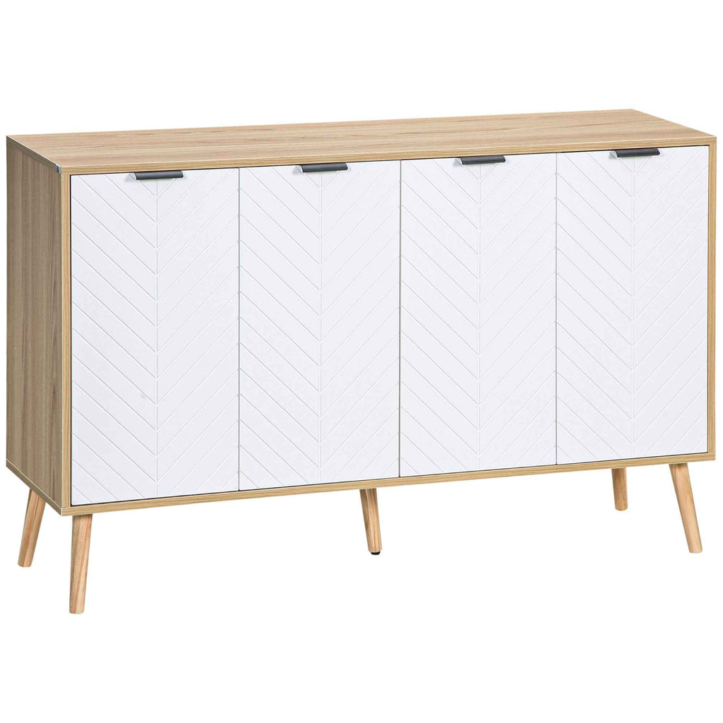 HOMCOM Storage Unit with 2 Adjustable Shelves, Pine Wood, 120x35x77.4 cm, Wood and White